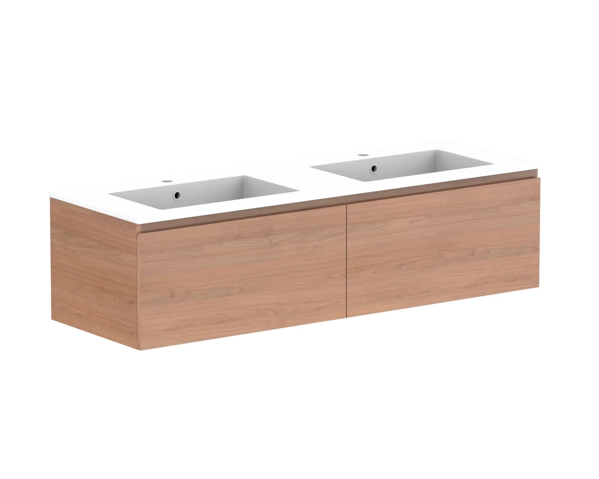 ADP Glacier All Drawer Slim Wall Hung Vanity - 1500mm / Cast Marble Moulded Top / Double Bowl