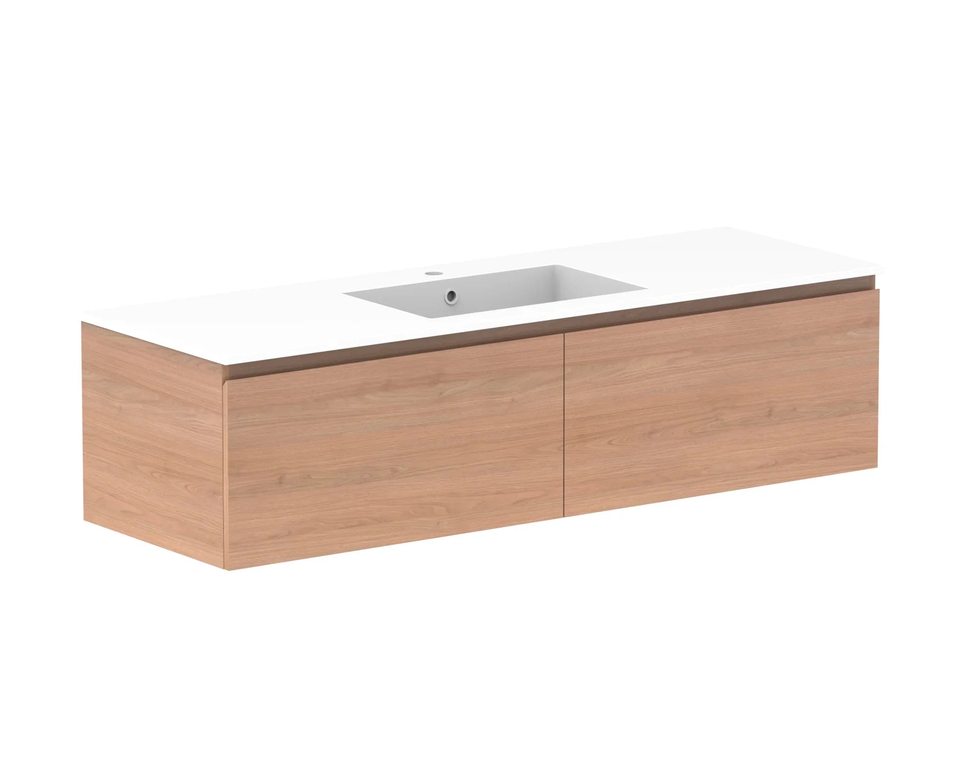 ADP Glacier All Drawer Slim Wall Hung Vanity - 1500mm / Cast Marble Moulded Top / Centre Bowl