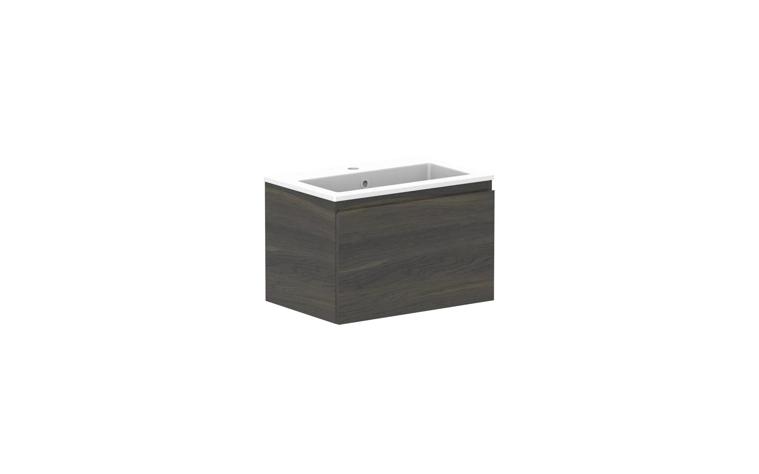 ADP Glacier Ensuite All Drawer Slim Wall Hung Vanity - 600mm / Cast Marble Moulded Top / Centre Bowl