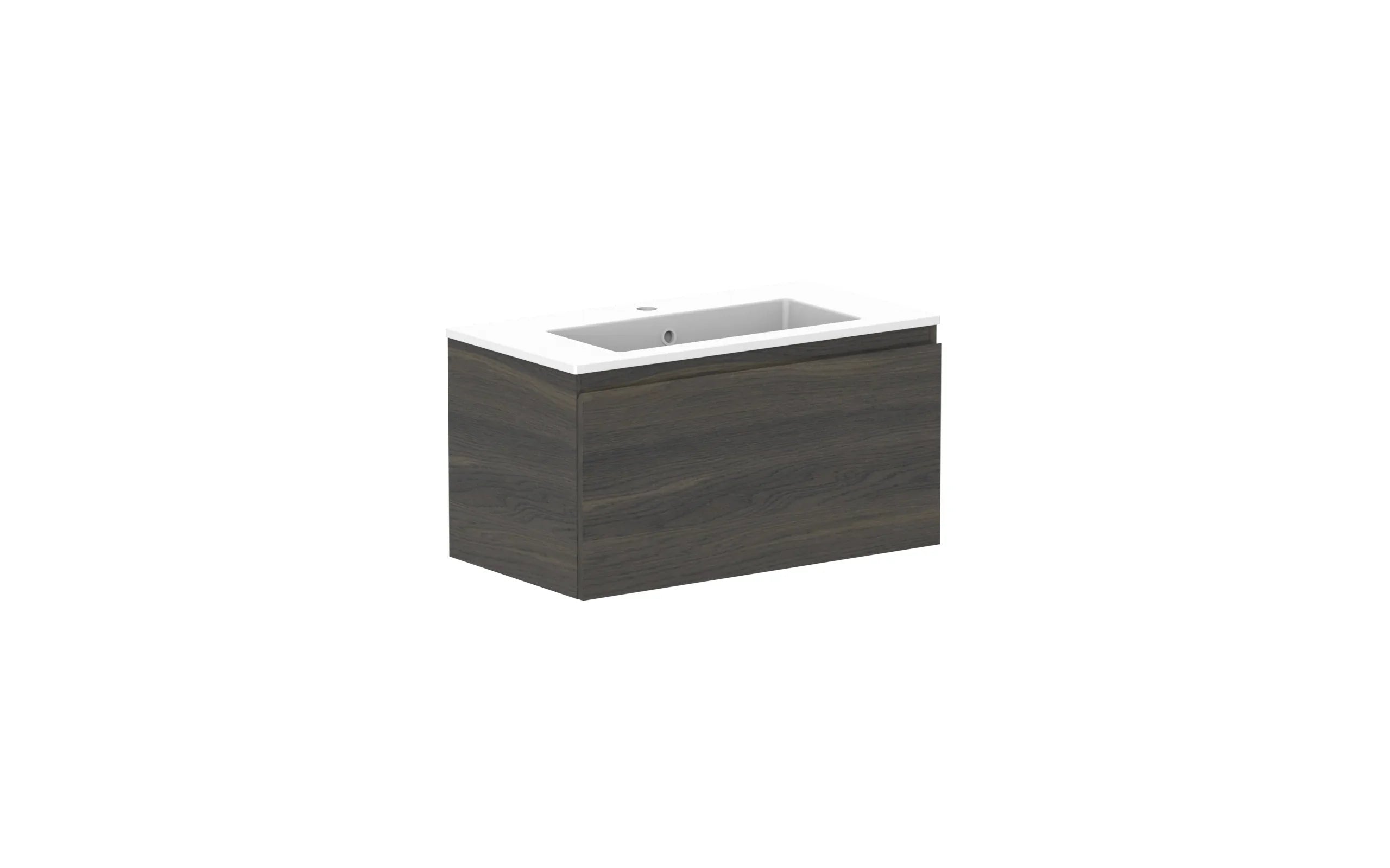 ADP Glacier Ensuite All Drawer Slim Wall Hung Vanity - 750mm / Cast Marble Moulded Top / Centre Bowl