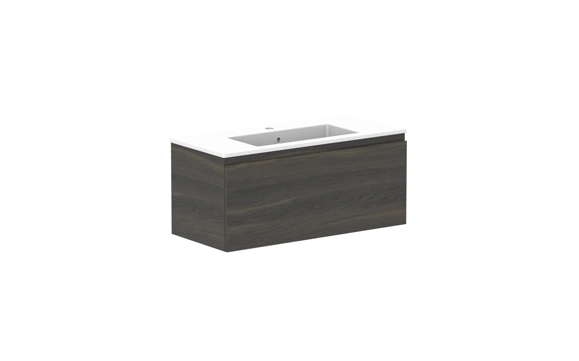 ADP Glacier Ensuite All Drawer Slim Wall Hung Vanity - 900mm / Cast Marble Moulded Top / Centre Bowl