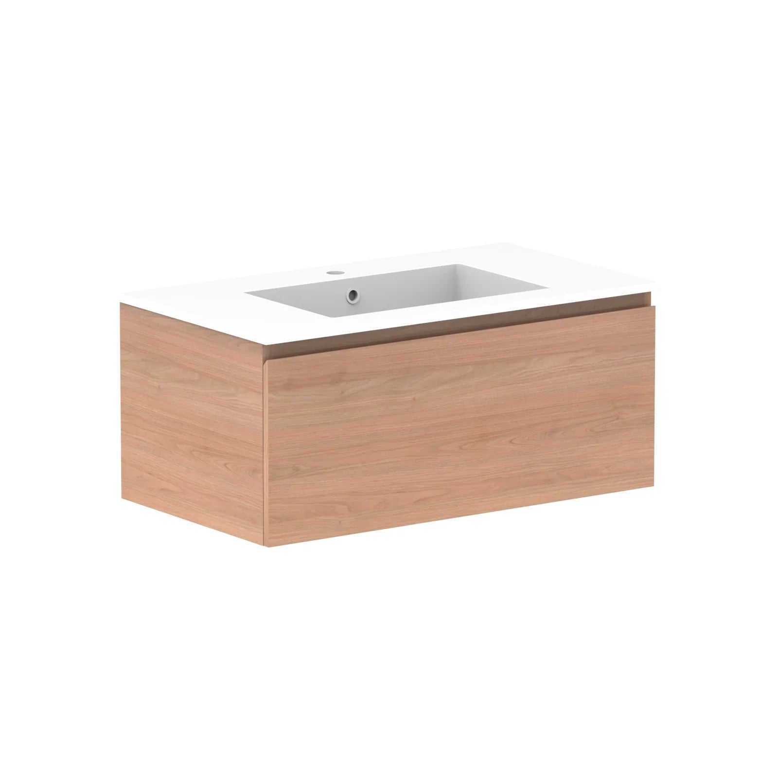 ADP Glacier All Drawer Slim Wall Hung Vanity - 900mm / Cast Marble Moulded Top / Centre Bowl