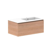 ADP Glacier All Drawer Slim Wall Hung Vanity - 900mm / Cast Marble Moulded Top / Right Hand Bowl