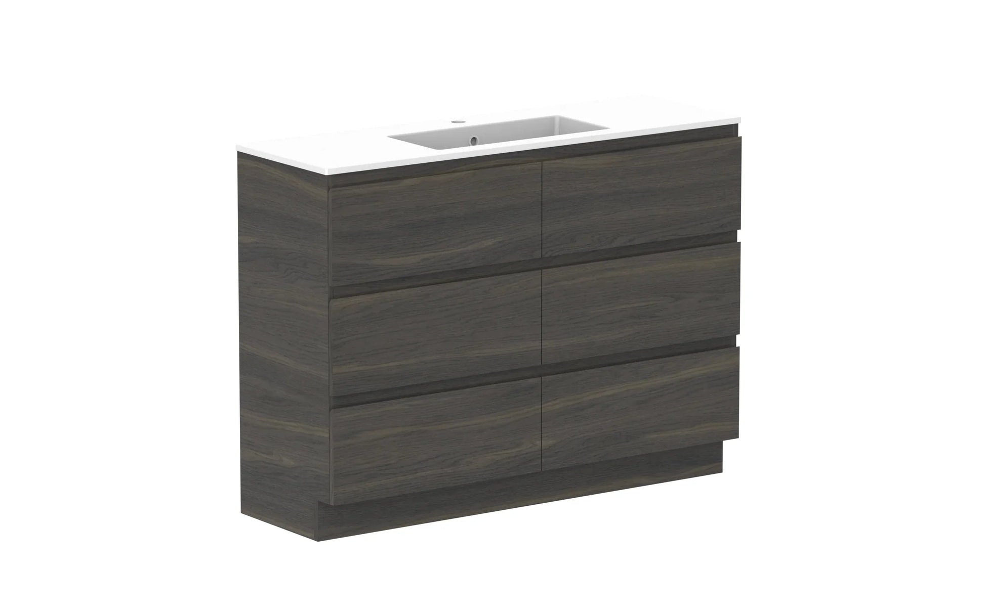 ADP Glacier Ensuite All Drawer Freestanding Vanity - 1200mm / Cast Marble Moulded Top / Centre Bowl