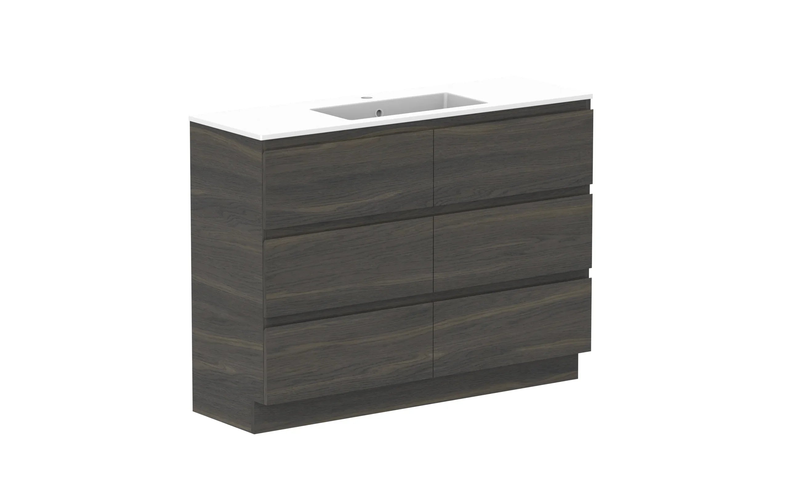 ADP Glacier Ensuite All Drawer Freestanding Vanity - 1200mm / Cast Marble Moulded Top / Centre Bowl