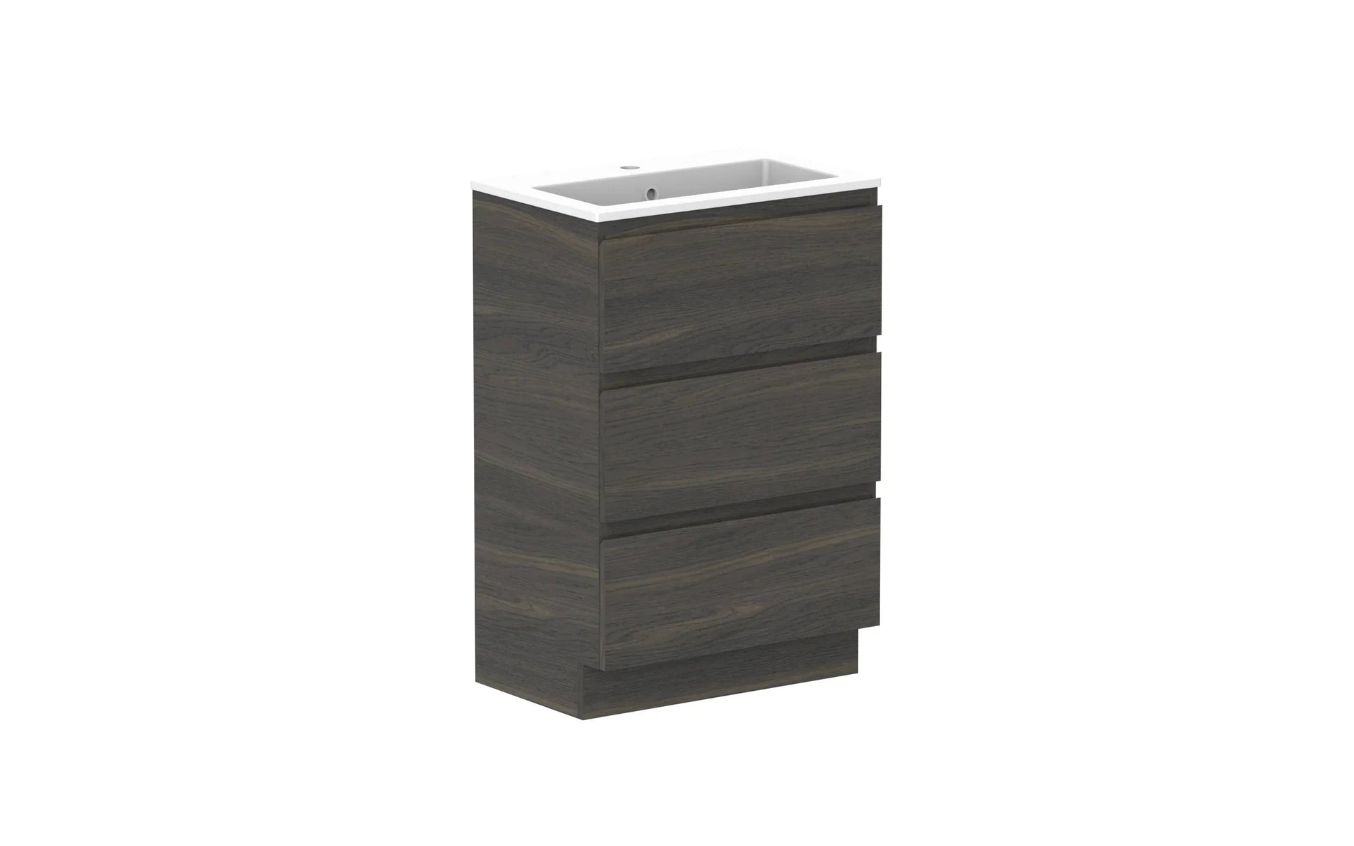 ADP Glacier Ensuite All Drawer Freestanding Vanity - 600mm / Cast Marble Moulded Top / Centre Bowl
