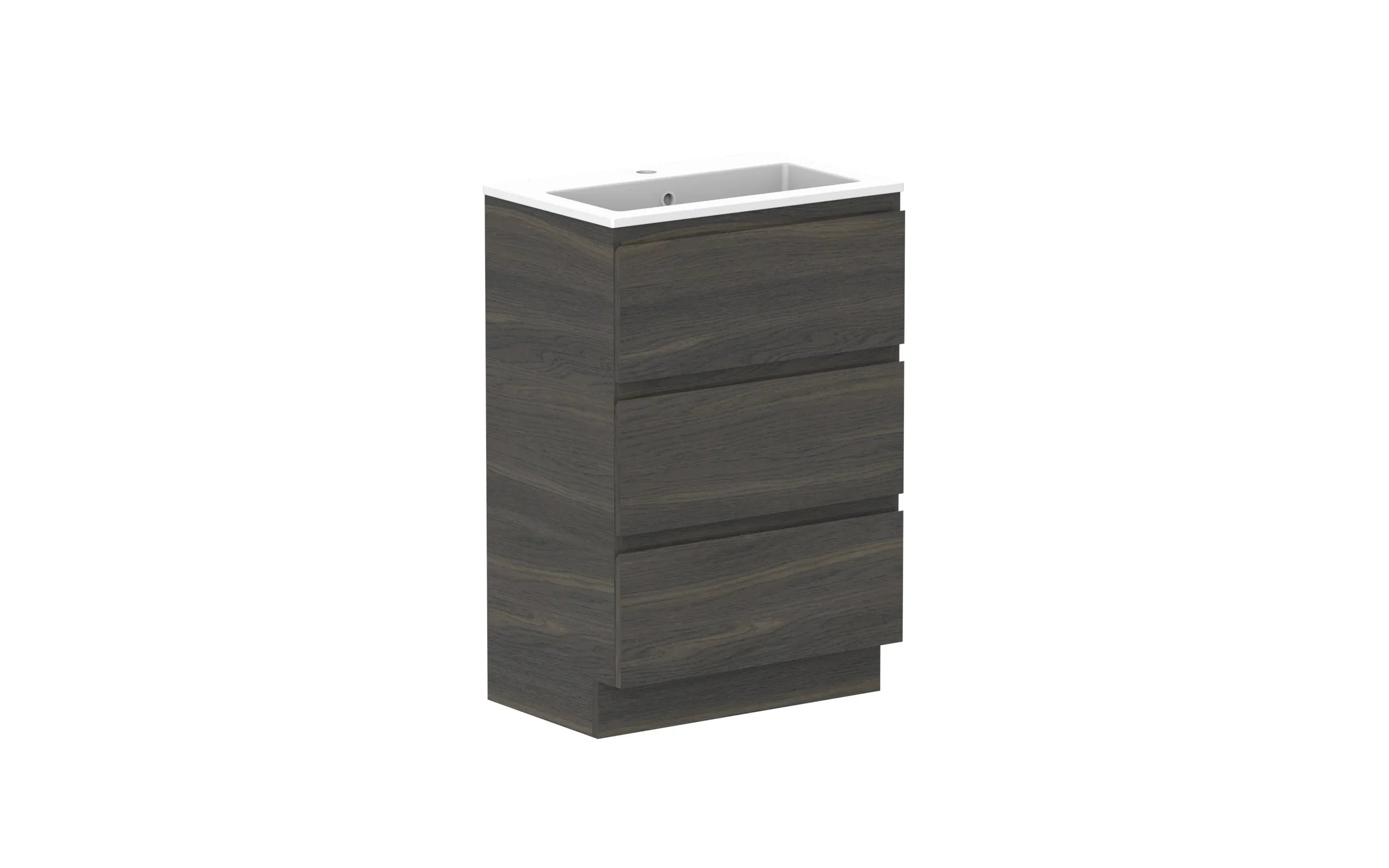 ADP Glacier Ensuite All Drawer Freestanding Vanity - 600mm / Cast Marble Moulded Top / Centre Bowl