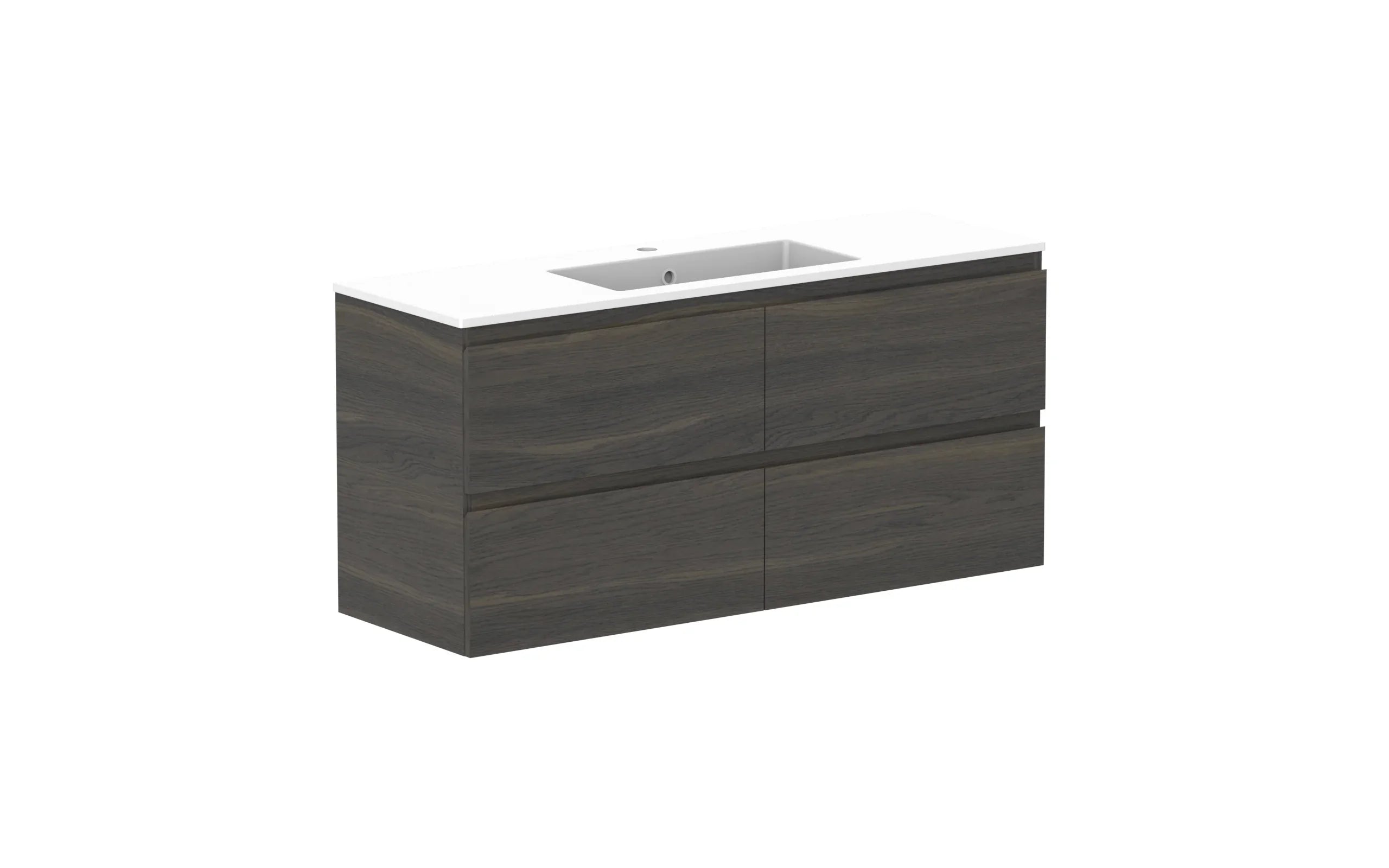 ADP Glacier Ensuite All Drawer Twin Wall Hung Vanity - 1200mm / Cast Marble Moulded Top / Centre Bowl