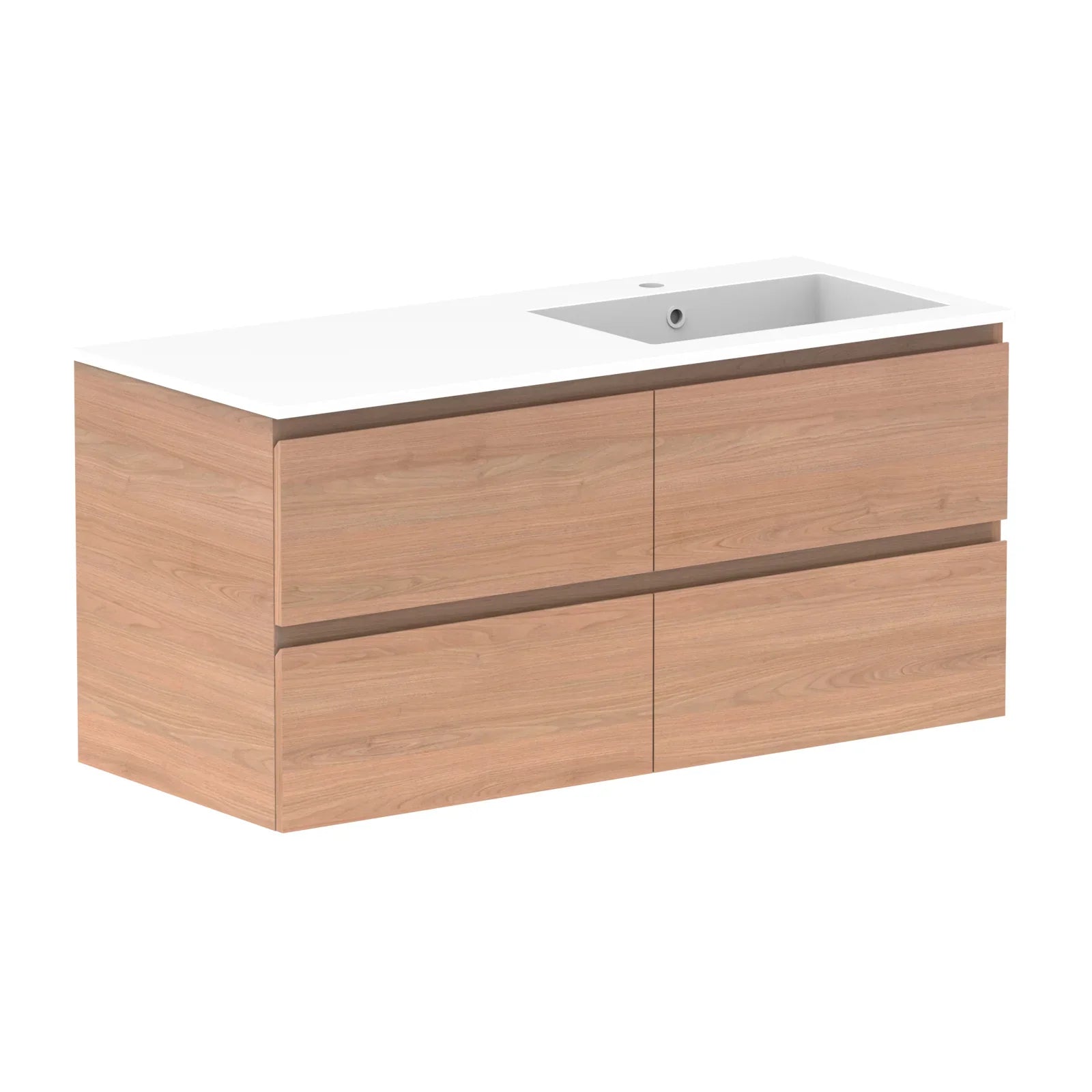 ADP Glacier All Drawer Twin Wall Hung Vanity - 1200mm / Cast Marble Moulded Top / Right Hand Bowl