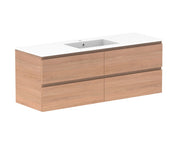 ADP Glacier All Drawer Twin Wall Hung Vanity - 1500mm / Cast Marble Moulded Top / Centre Bowl