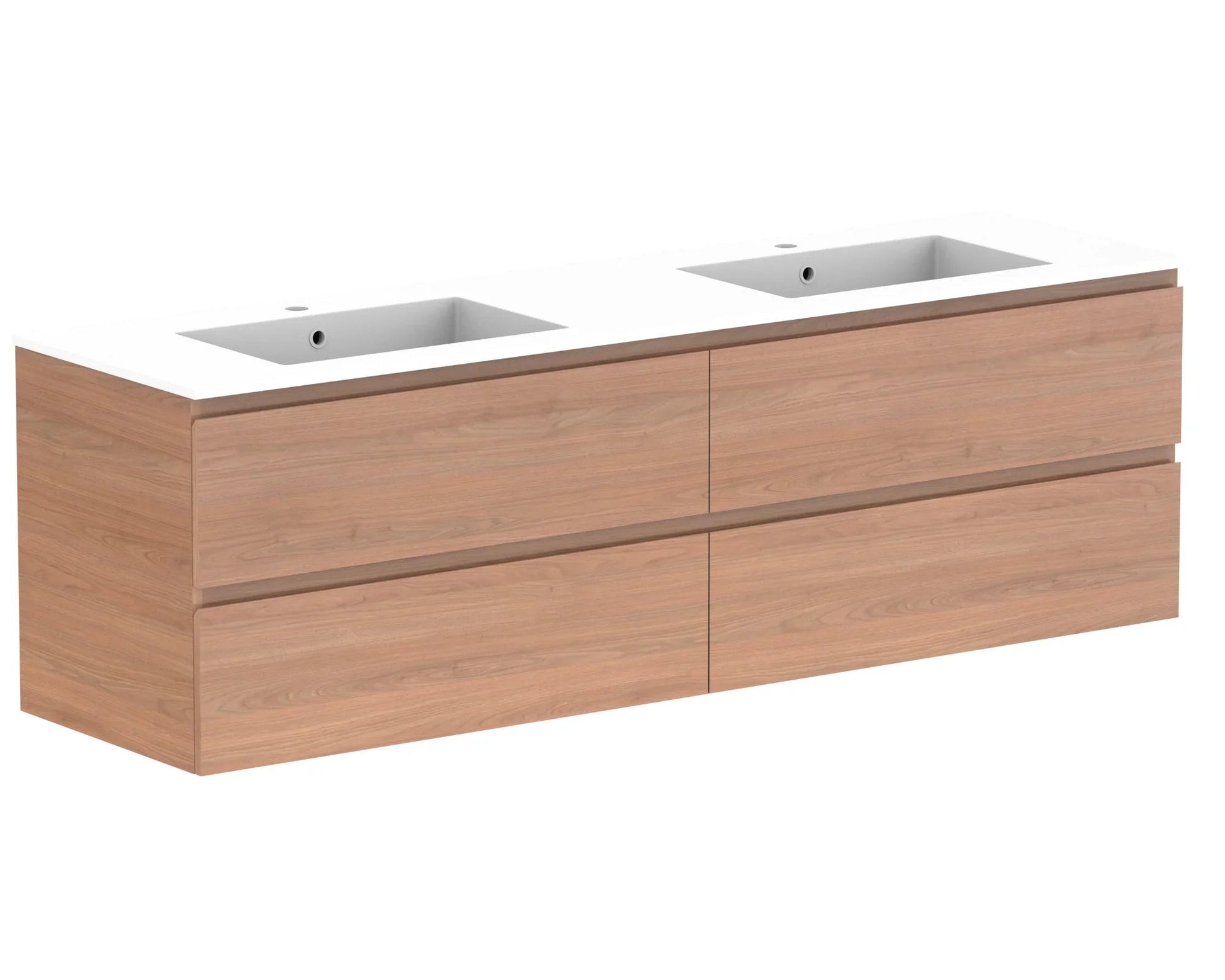 ADP Glacier All Drawer Twin Wall Hung Vanity - 1800mm / Cast Marble Moulded Top / Double Bowl