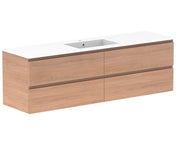 ADP Glacier All Drawer Twin Wall Hung Vanity - 1800mm / Cast Marble Moulded Top / Centre Bowl