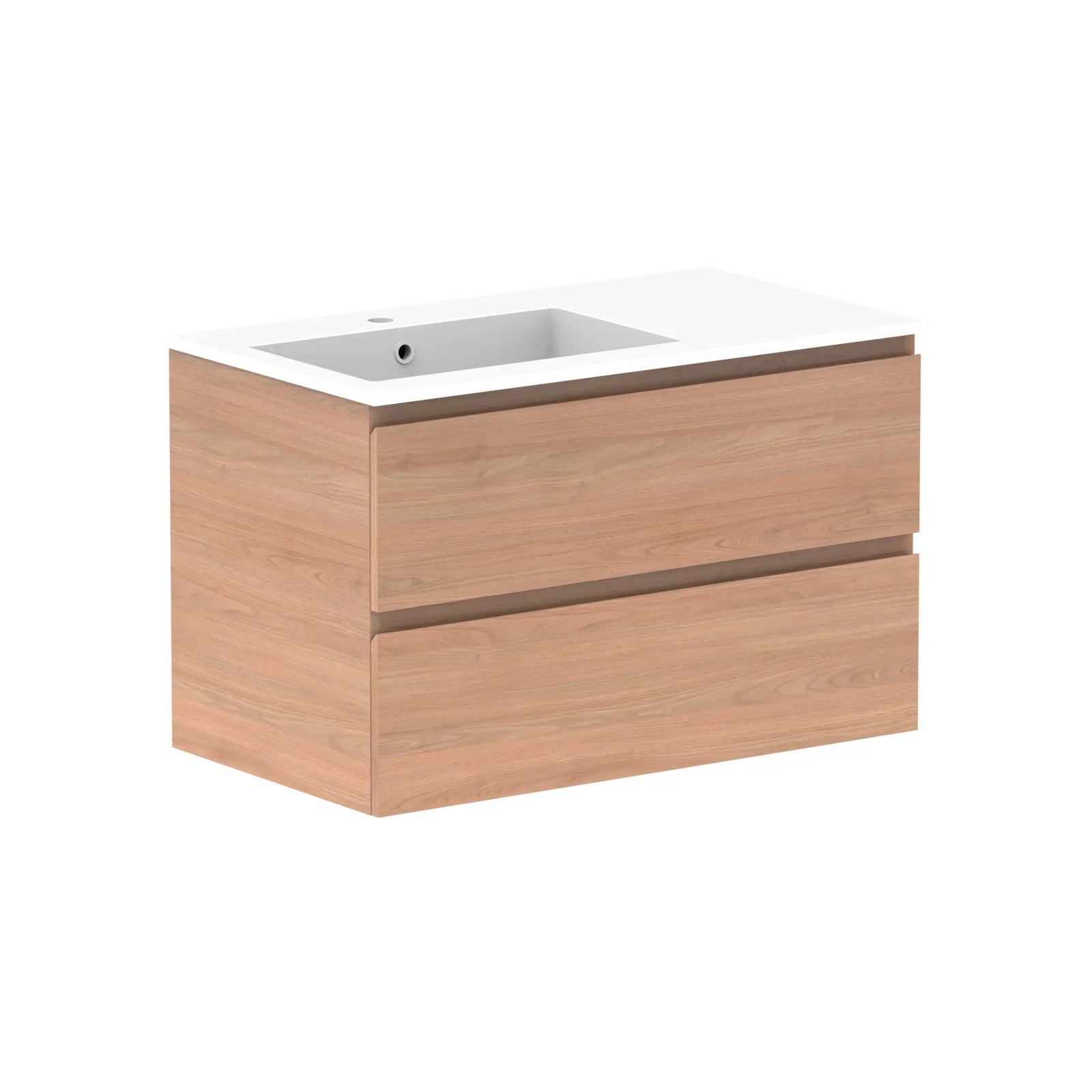 ADP Glacier All Drawer Twin Wall Hung Vanity - 900mm / Cast Marble Moulded Top / Left Hand Bowl