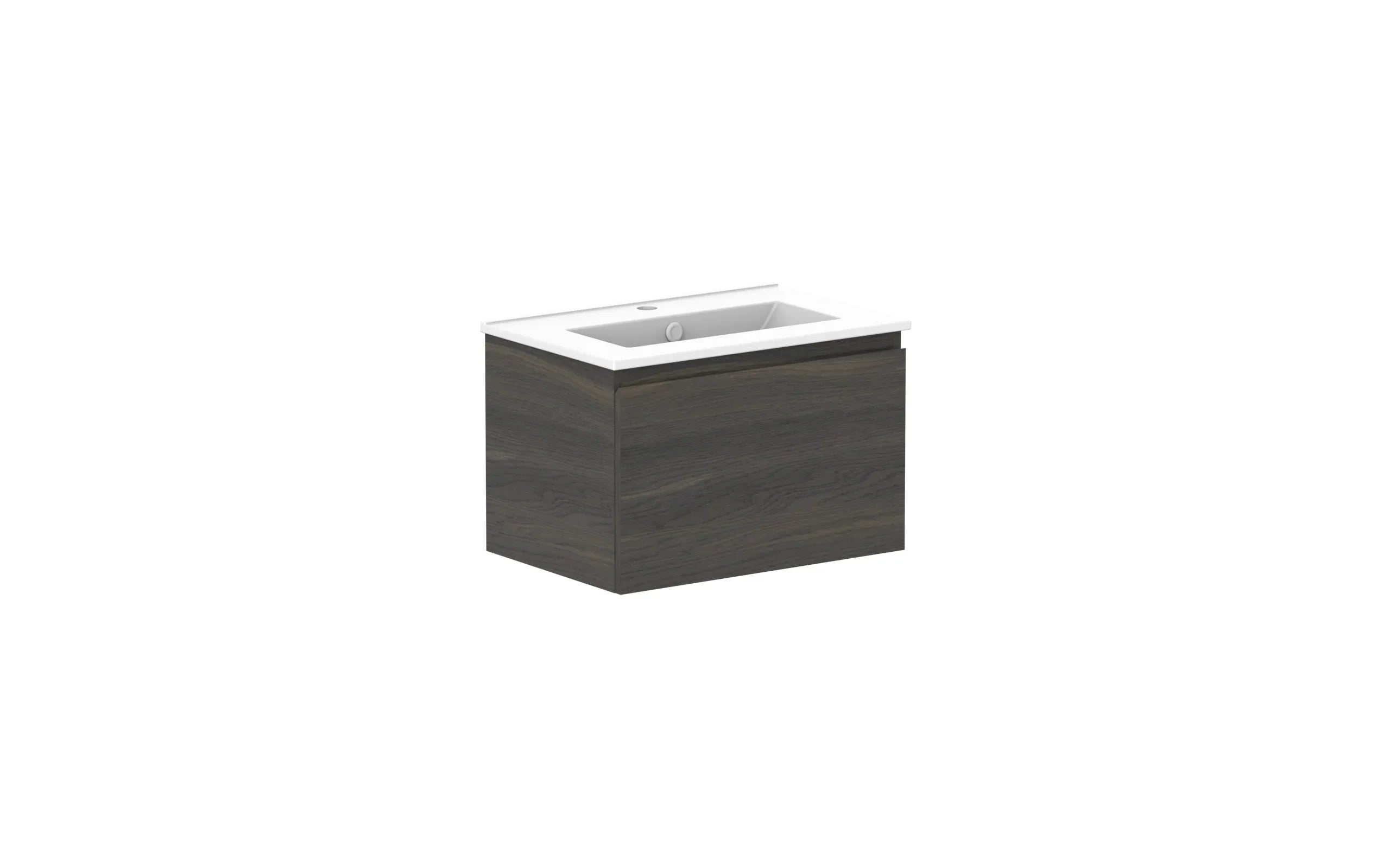 ADP Glacier Ensuite All Drawer Slim Wall Hung Vanity - 600mm / Ceramic Moulded Top / Centre Bowl