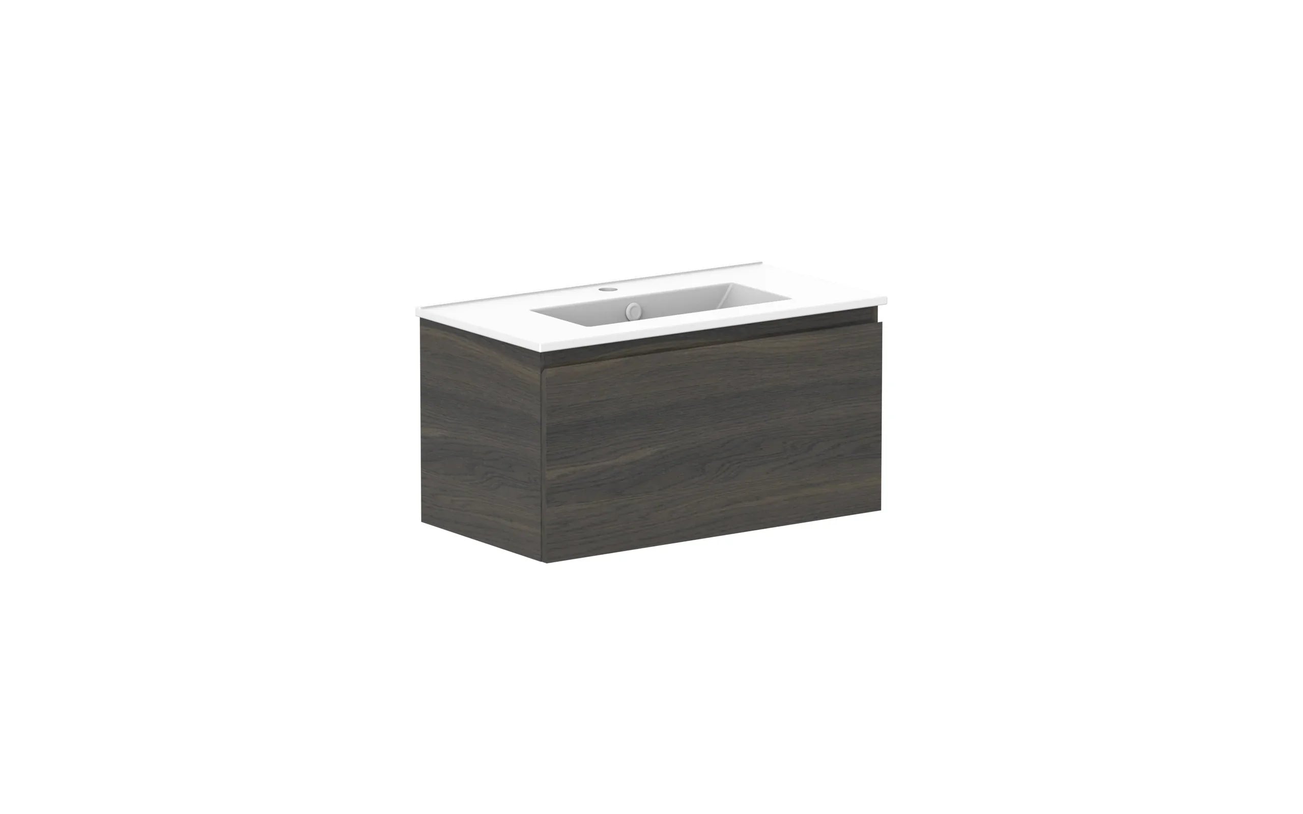 ADP Glacier Ensuite All Drawer Slim Wall Hung Vanity - 750mm / Ceramic Moulded Top / Centre Bowl