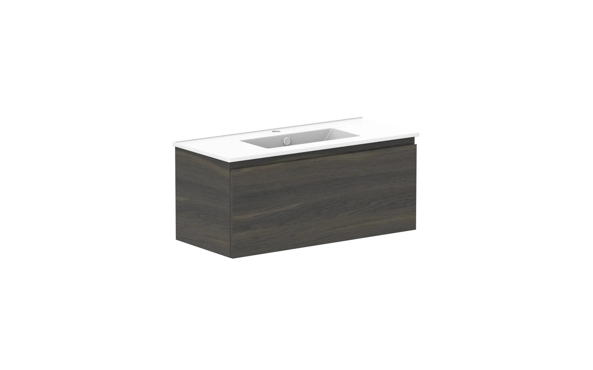 ADP Glacier Ensuite All Drawer Slim Wall Hung Vanity - 900mm / Ceramic Moulded Top / Centre Bowl