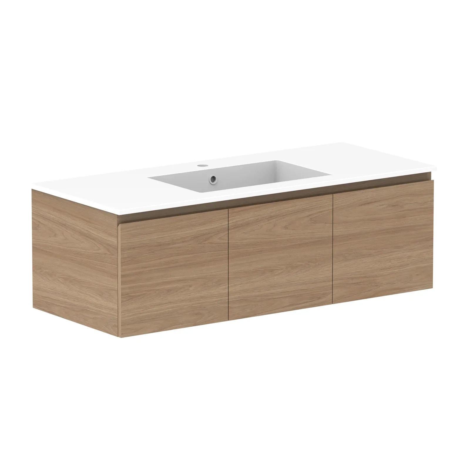 ADP Glacier Door and Drawer Slim Wall Hung Vanity - 1200mm / Cast Marble Moulded Top / Centre Bowl
