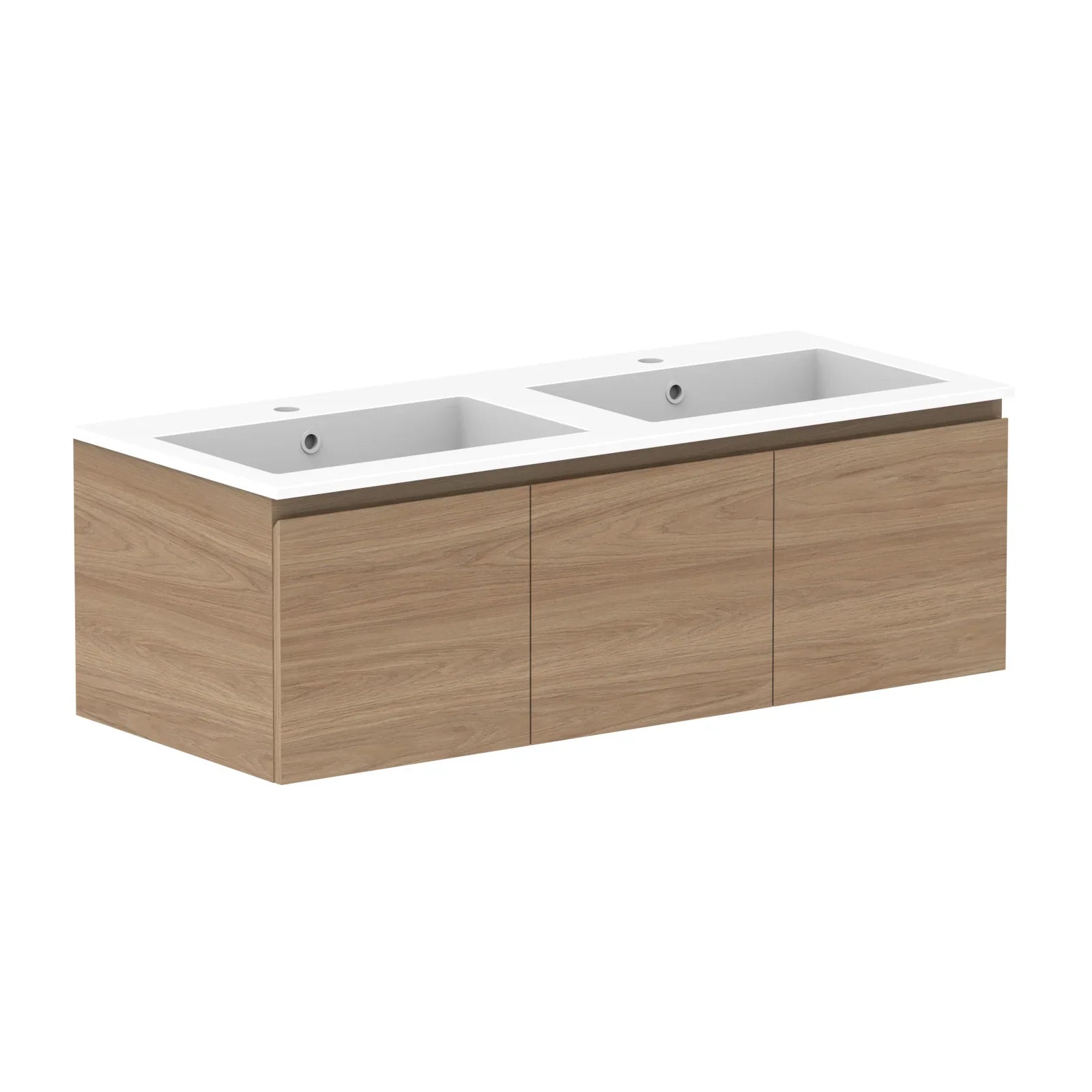 ADP Glacier Door and Drawer Slim Wall Hung Vanity - 1200mm / Cast Marble Moulded Top / Double Bowl