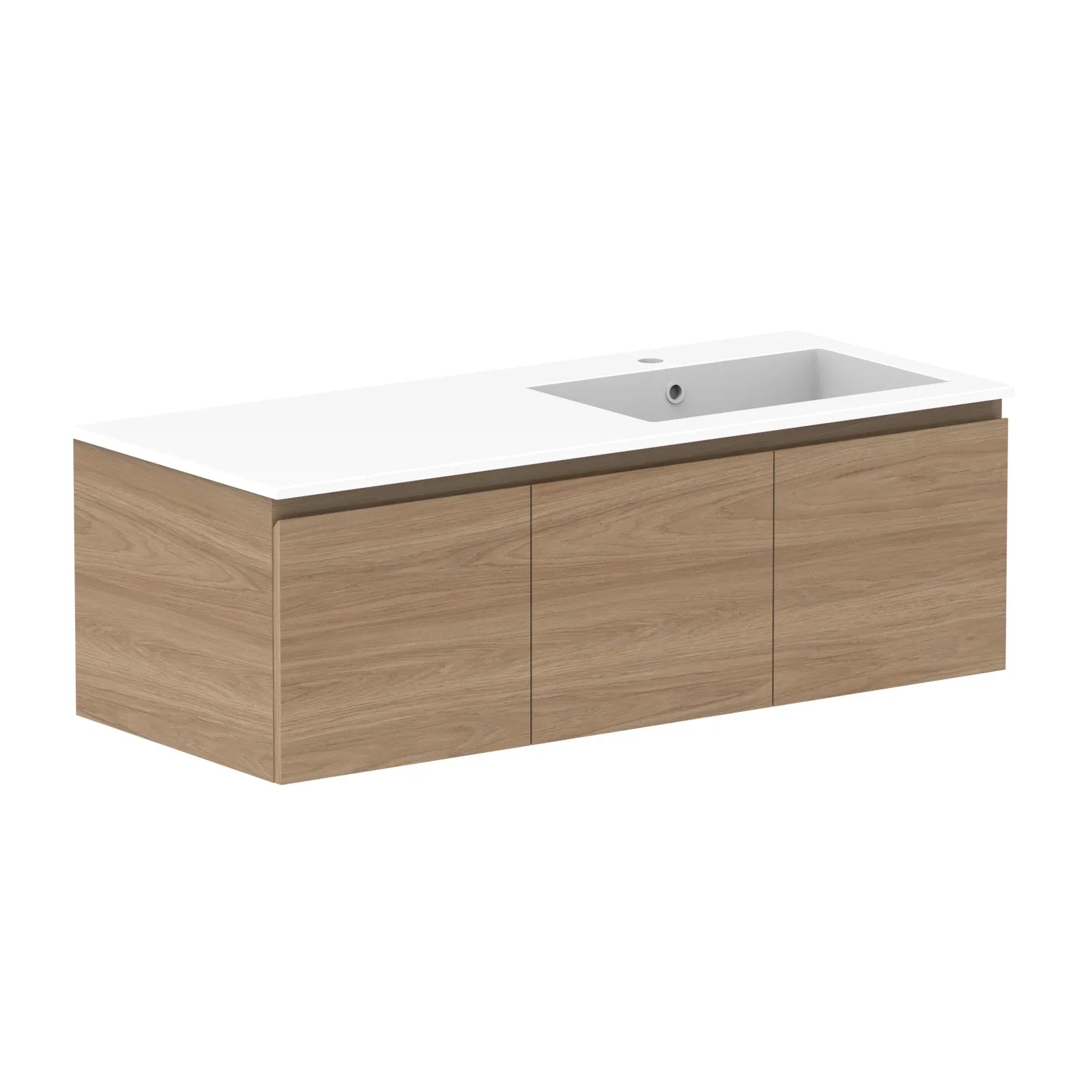 ADP Glacier Door and Drawer Slim Wall Hung Vanity - 1200mm / Cast Marble Moulded Top / Right Hand Bowl