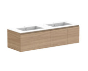 ADP Glacier Door and Drawer Slim Wall Hung Vanity - 1500mm / Cast Marble Moulded Top / Double Bowl