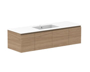 ADP Glacier Door and Drawer Slim Wall Hung Vanity - 1800mm / Cast Marble Moulded Top / Centre Bowl