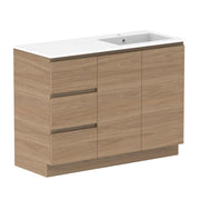 ADP Glacier Door and Drawer Trio Freestanding Vanity - 1200mm / Cast Marble Moulded Top / Right Hand Bowl