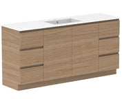 ADP Glacier Door and Drawer Trio Freestanding Vanity - 1800mm / Cast Marble Moulded Top / Centre Bowl