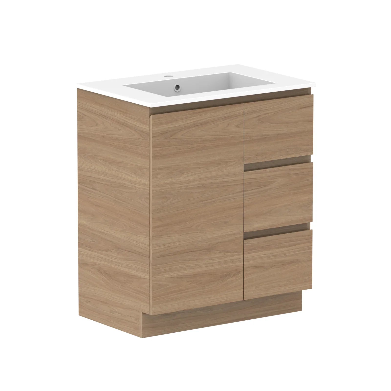 ADP Glacier Door and Drawer Trio Freestanding Vanity - 750mm / Cast Marble Moulded Top / Centre Bowl