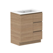 ADP Glacier Door and Drawer Trio Freestanding Vanity - 750mm / Cast Marble Moulded Top / Centre Bowl