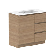 ADP Glacier Door and Drawer Trio Freestanding Vanity - 900mm / Cast Marble Moulded Top / Centre Bowl