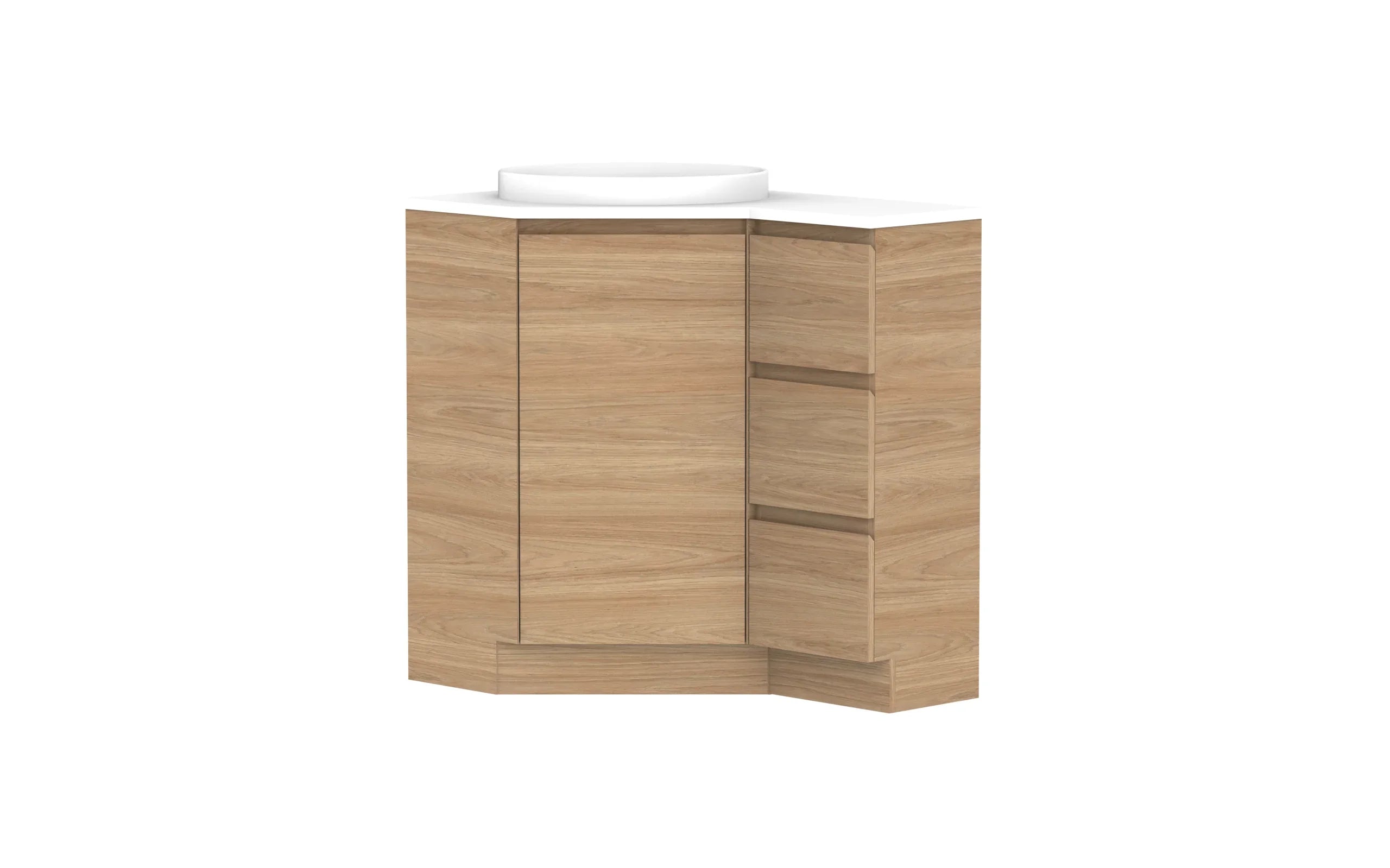ADP Glacier Corner Freestanding Vanity - 600x900mm / Stone Benchtop / Left Hand Bowl