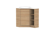 ADP Glacier Corner Freestanding Vanity Open Shelf - 600x900mm / Stone Benchtop / Left Hand Bowl