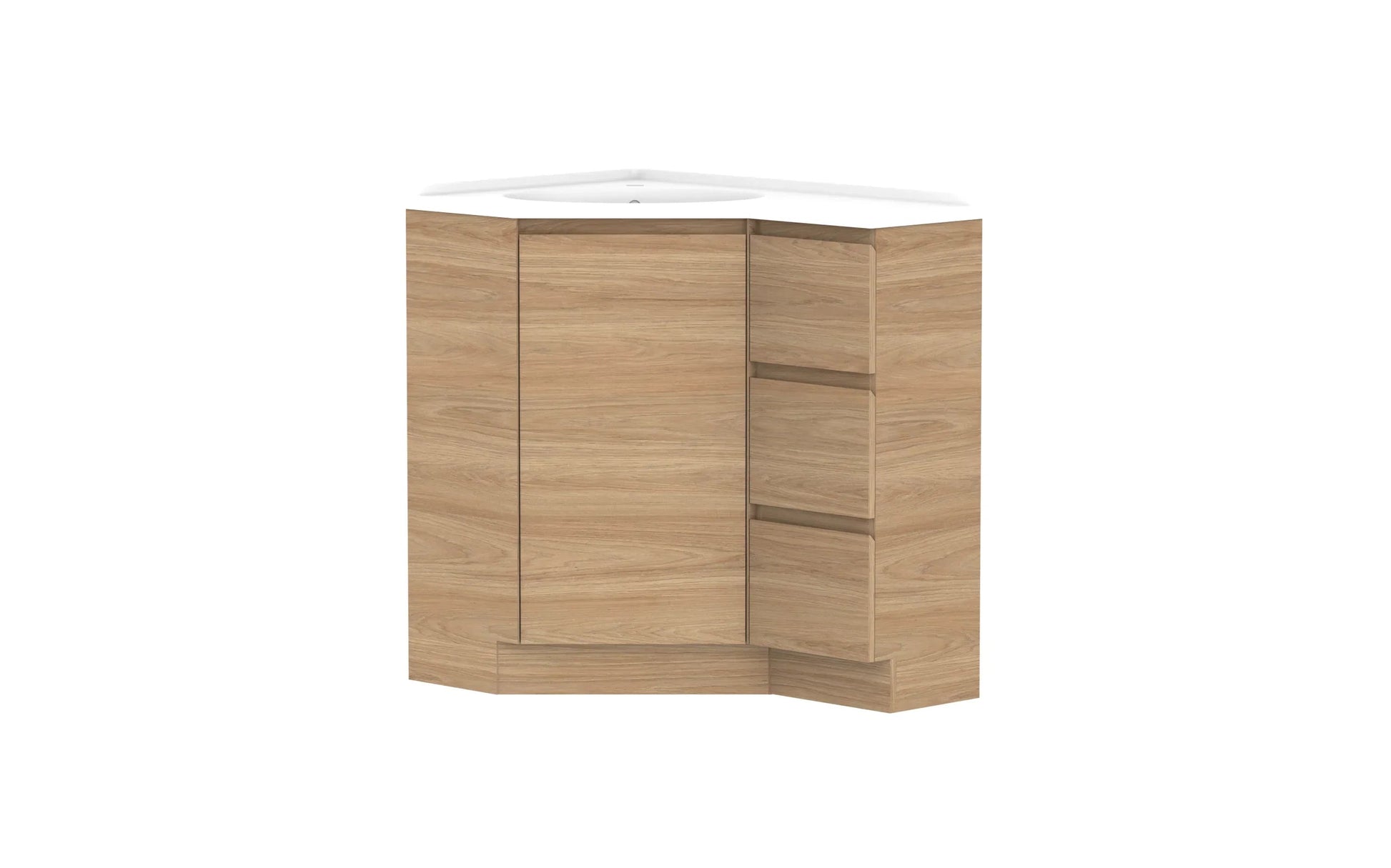 ADP Glacier Corner Freestanding Vanity - 600x900mm / Cast Marble Moulded Top / Left Hand Bowl