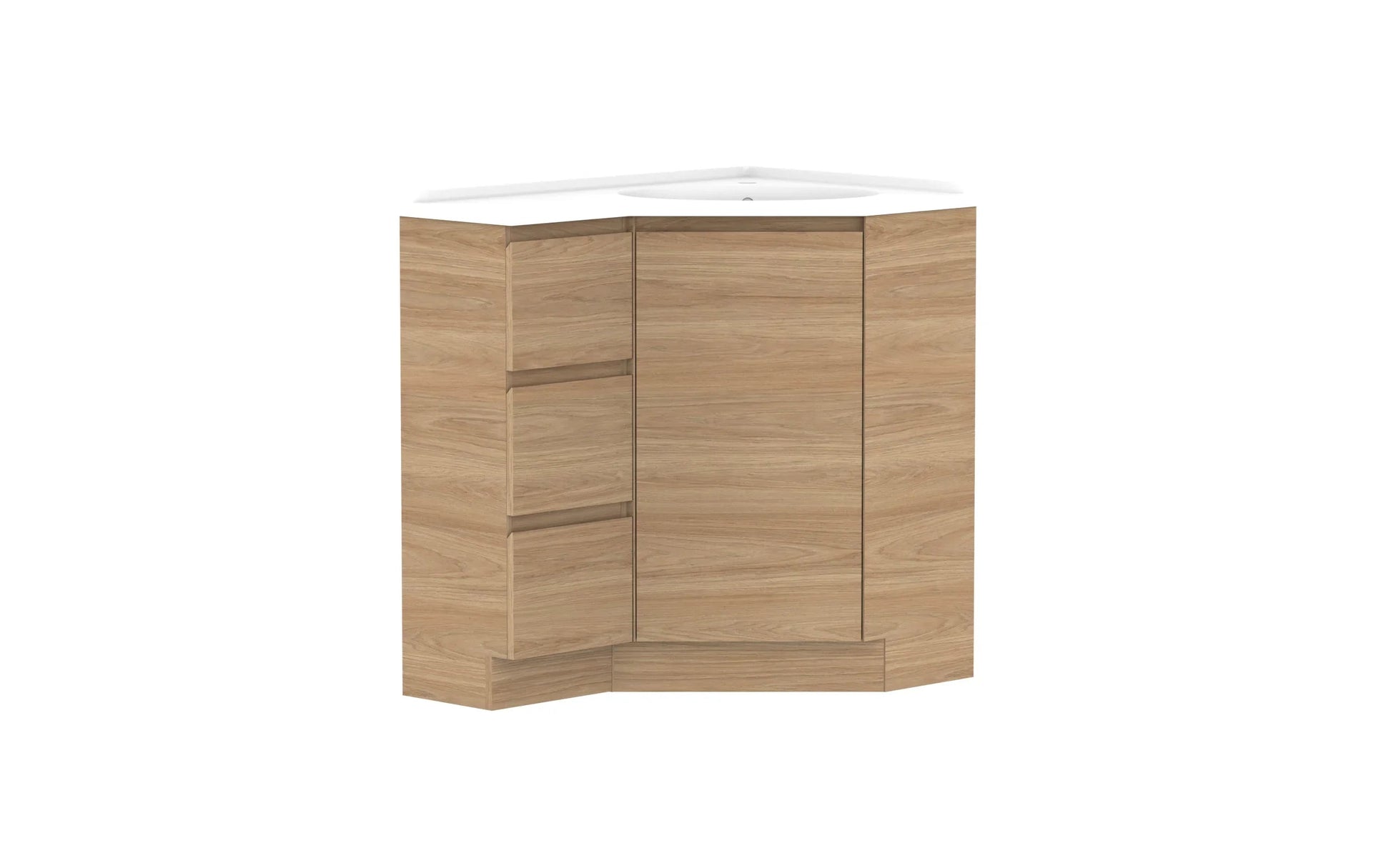 ADP Glacier Corner Freestanding Vanity - 600x900mm / Cast Marble Moulded Top / Right Hand Bowl
