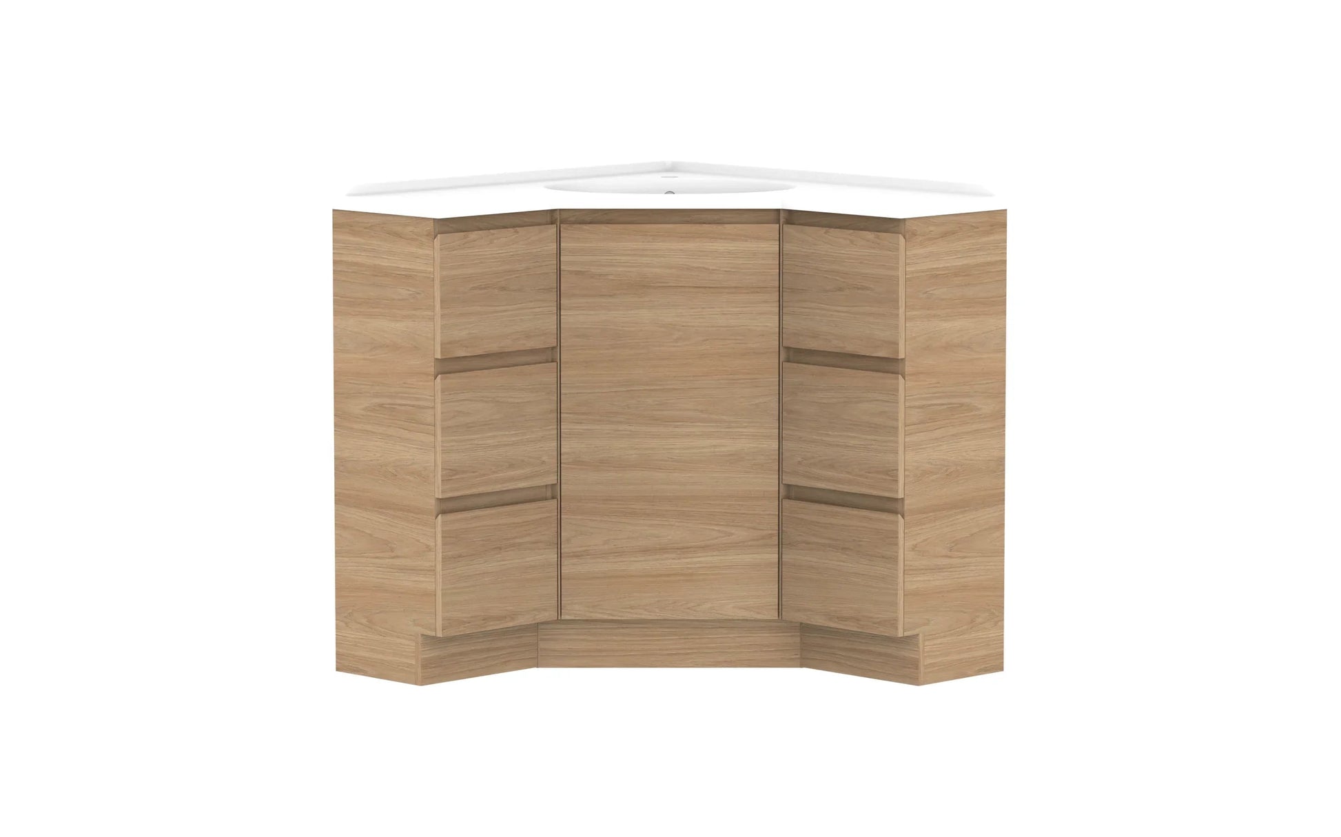 ADP Glacier Corner Freestanding Vanity - 900x900mm / Cast Marble Moulded Top / Centre Bowl