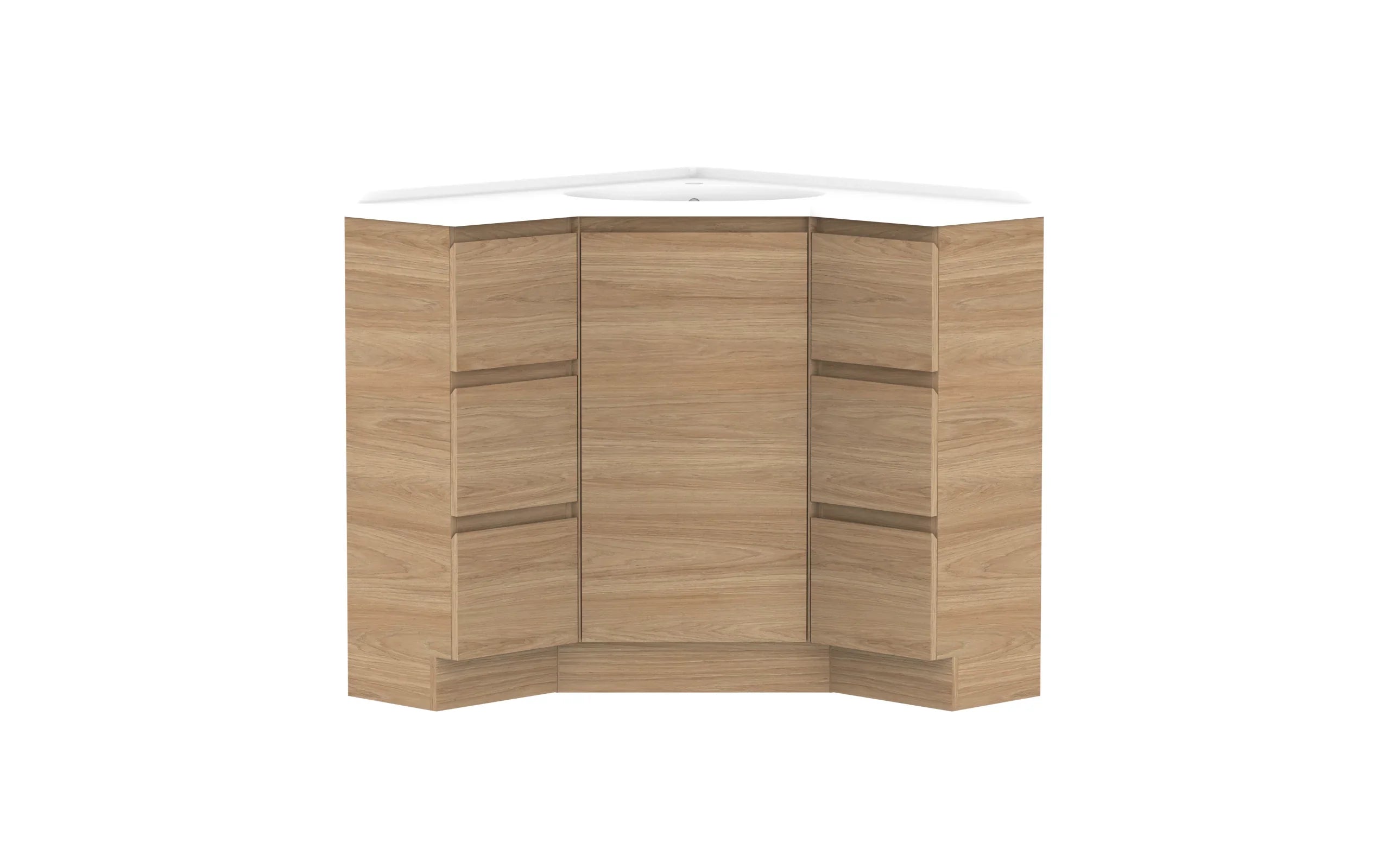 ADP Glacier Corner Freestanding Vanity - 900x900mm / Cast Marble Moulded Top / Centre Bowl