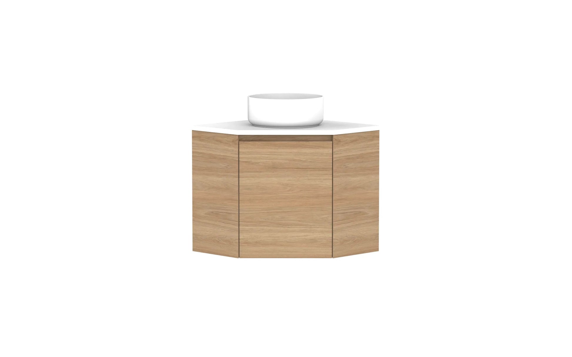 ADP Glacier Corner Wall Hung Vanity - 600x600mm / Stone Benchtop / Centre Bowl