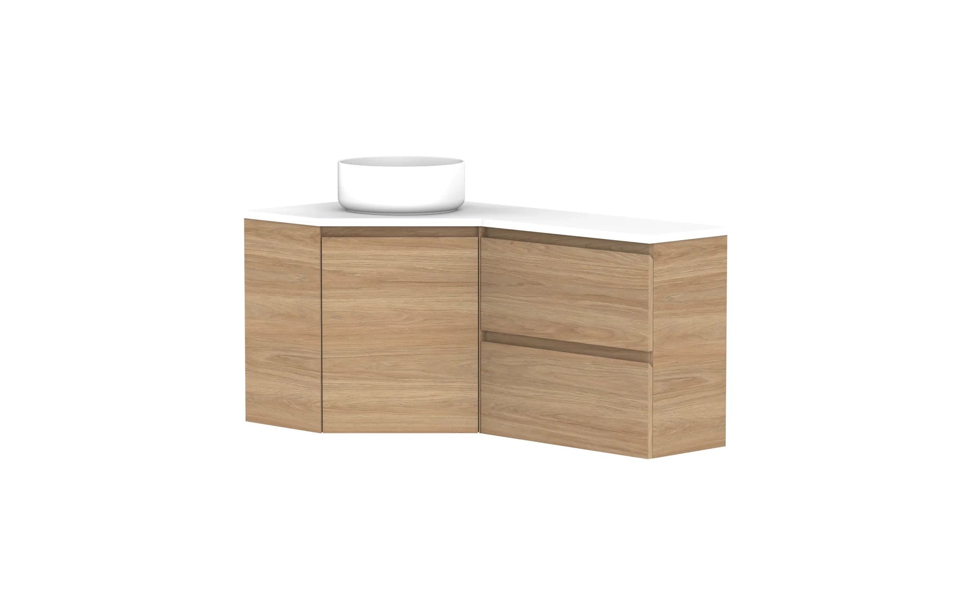 ADP Glacier Corner Wall Hung Vanity - 600x1200mm / Stone Benchtop / Left Hand Bowl