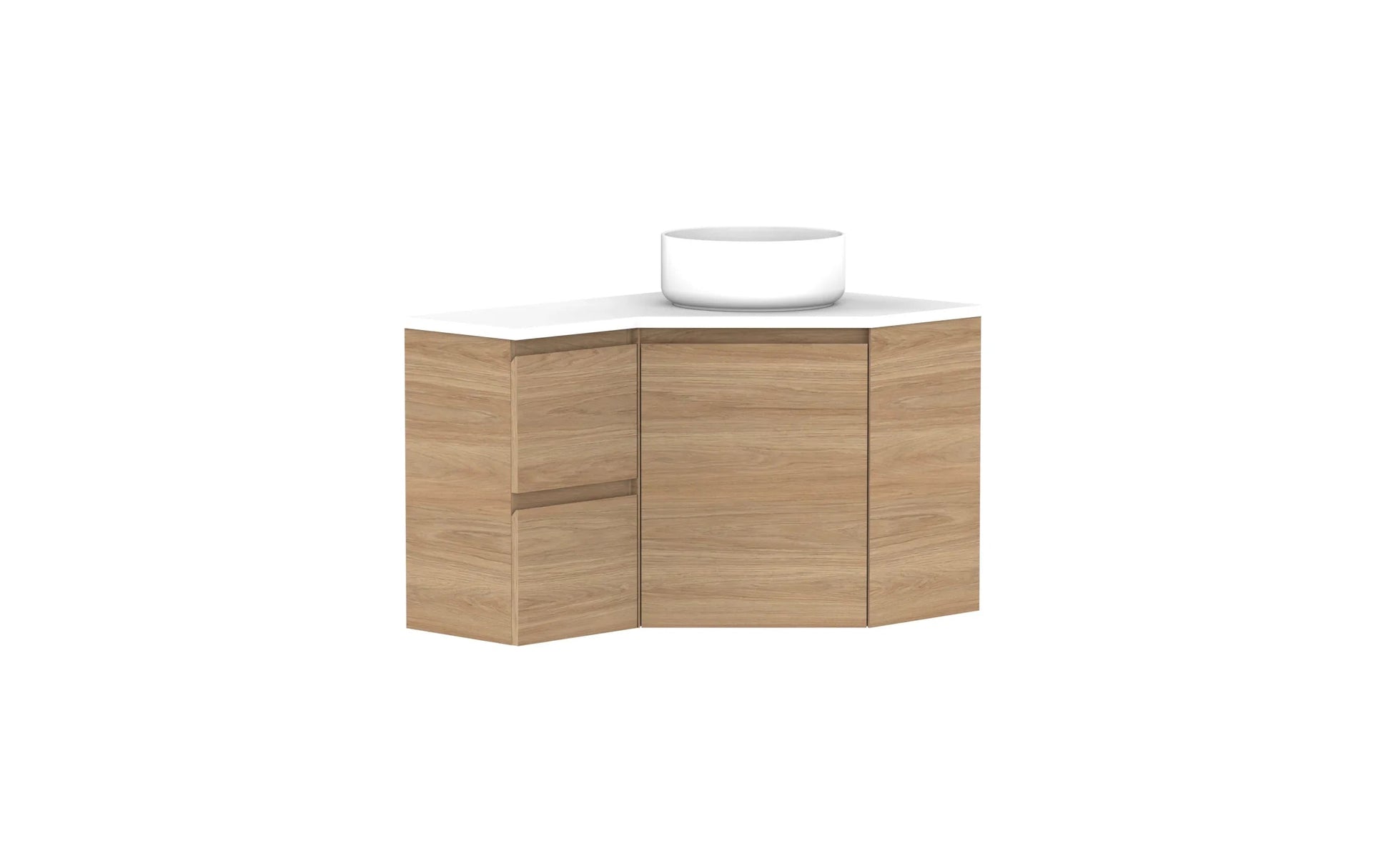 ADP Glacier Corner Wall Hung Vanity - 600x900mm / Stone Benchtop / Right Hand Bowl