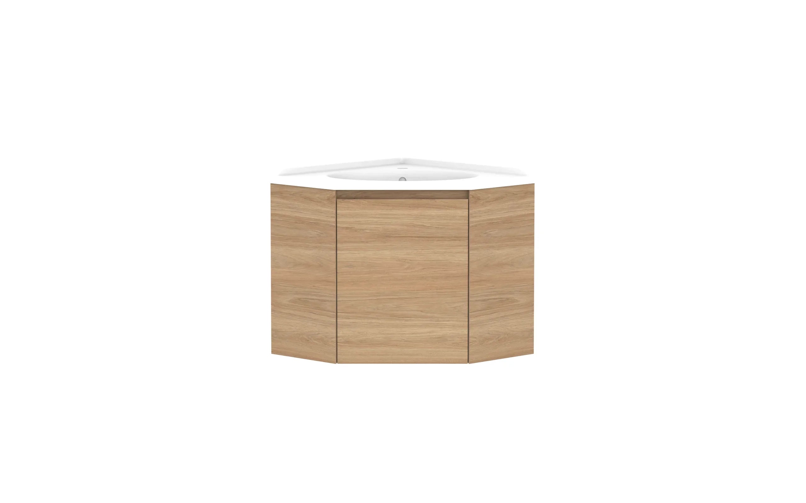 ADP Glacier Corner Wall Hung Vanity - 600x600mm / Cast Marble Moulded Top / Centre Bowl