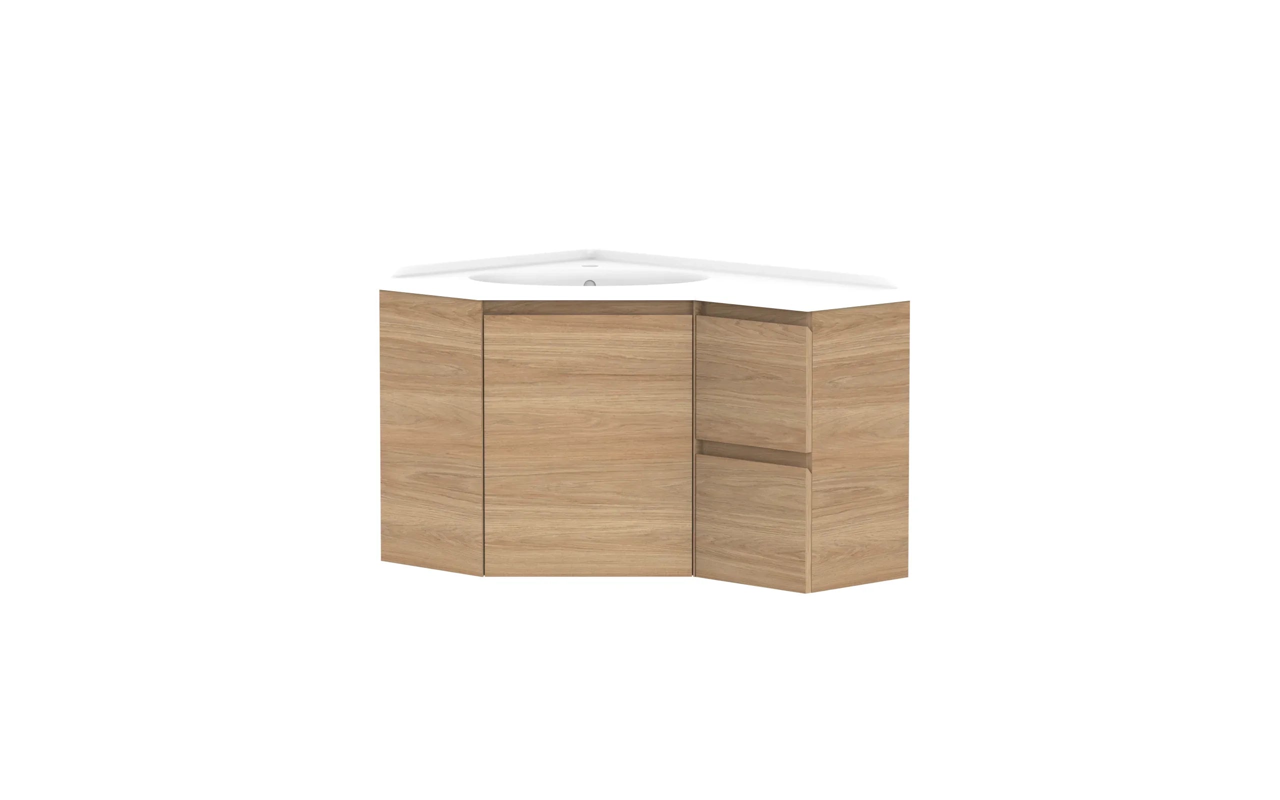 ADP Glacier Corner Wall Hung Vanity - 600x900mm / Cast Marble Moulded Top / Left Hand Bowl