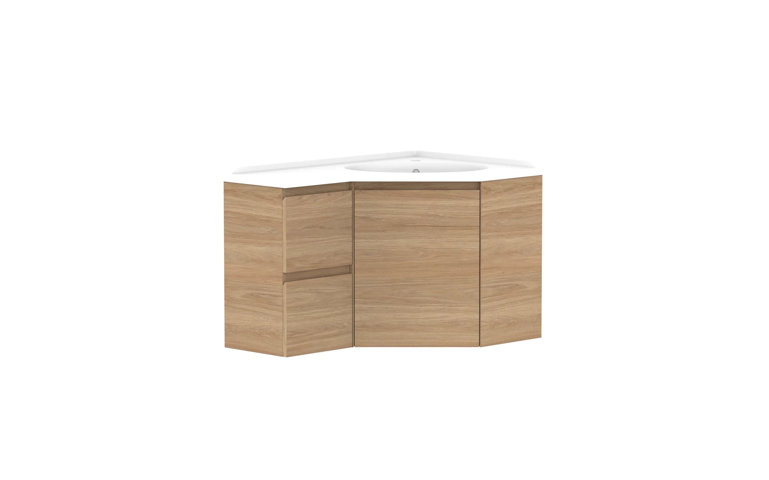 ADP Glacier Corner Wall Hung Vanity - 600x900mm / Cast Marble Moulded Top / Right Hand Bowl