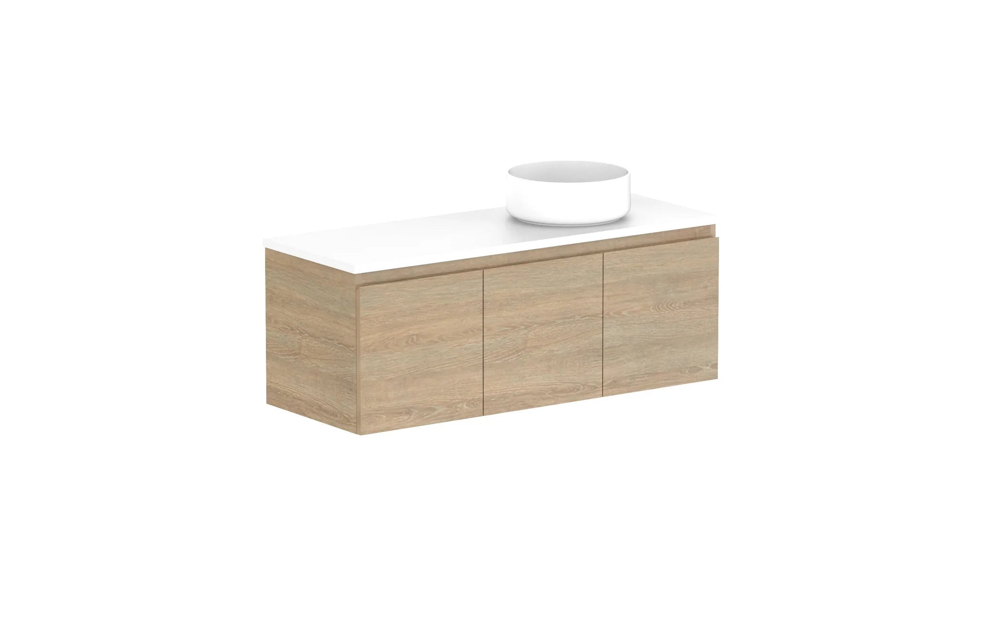 ADP Glacier Ensuite All Door Slim Wall Hung Vanity - 1050mm / Benchtop / Right Hand Bowl