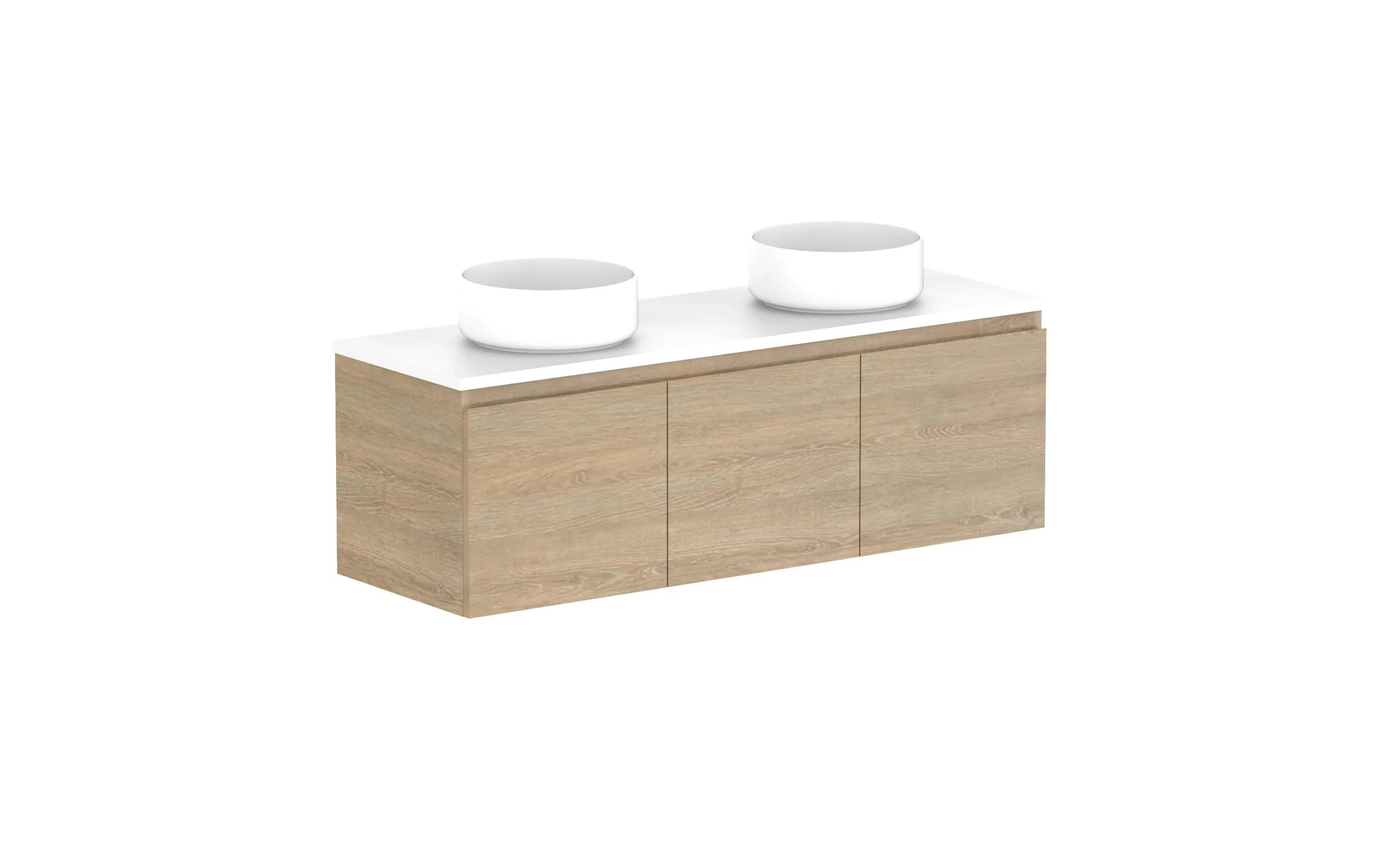 ADP Glacier Ensuite All Door Slim Wall Hung Vanity - 1200mm / Benchtop / Double Bowl