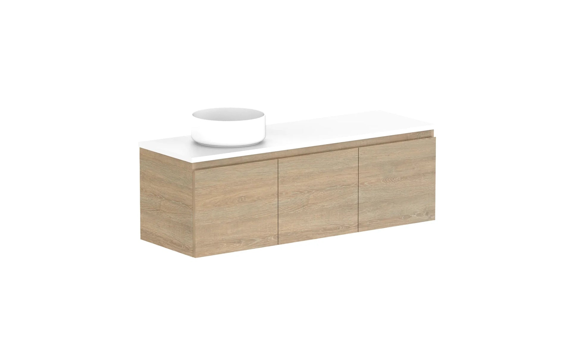 ADP Glacier Ensuite All Door Slim Wall Hung Vanity - 1200mm / Benchtop / Left Hand Bowl