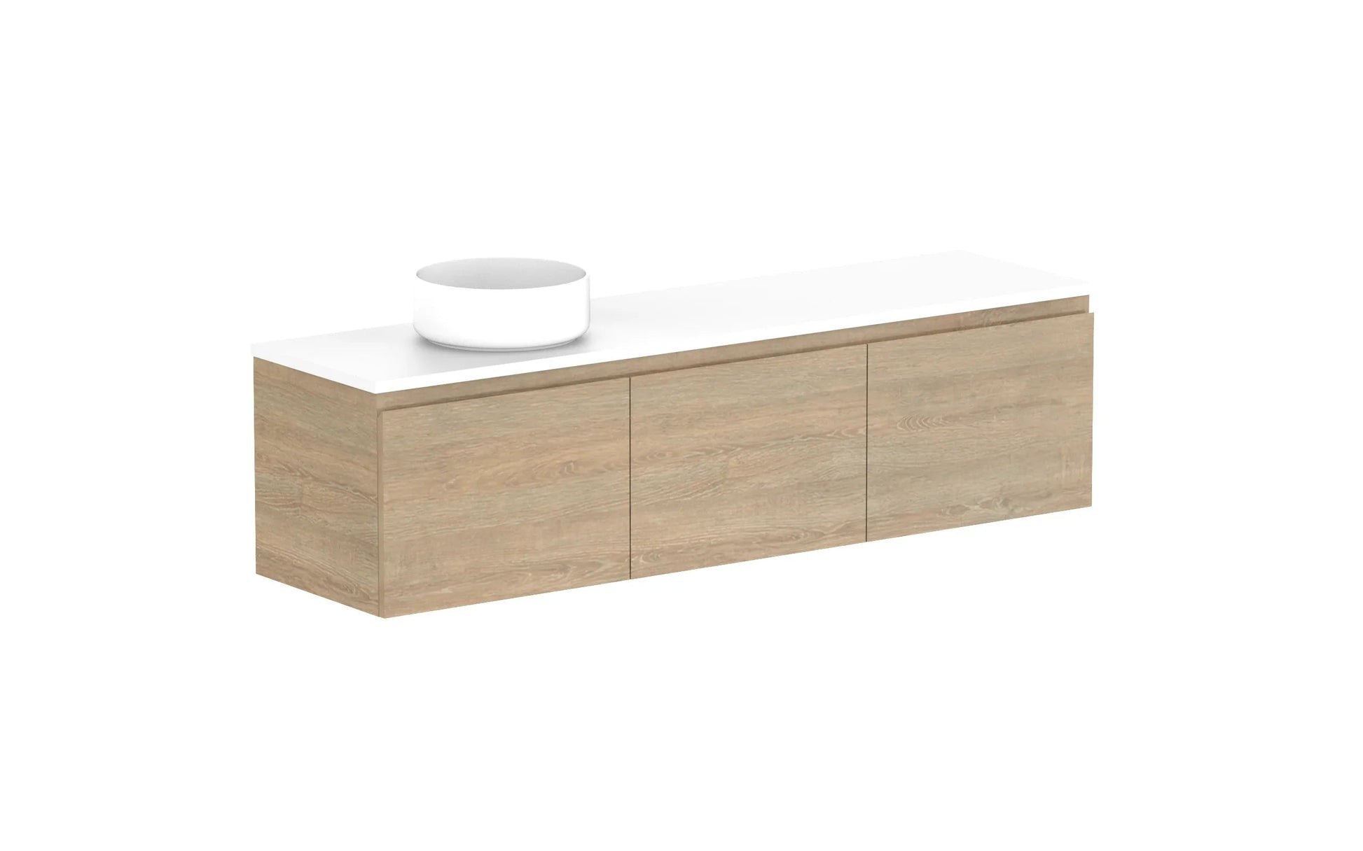 ADP Glacier Ensuite All Door Slim Wall Hung Vanity - 1500mm / Benchtop / Left Hand Bowl