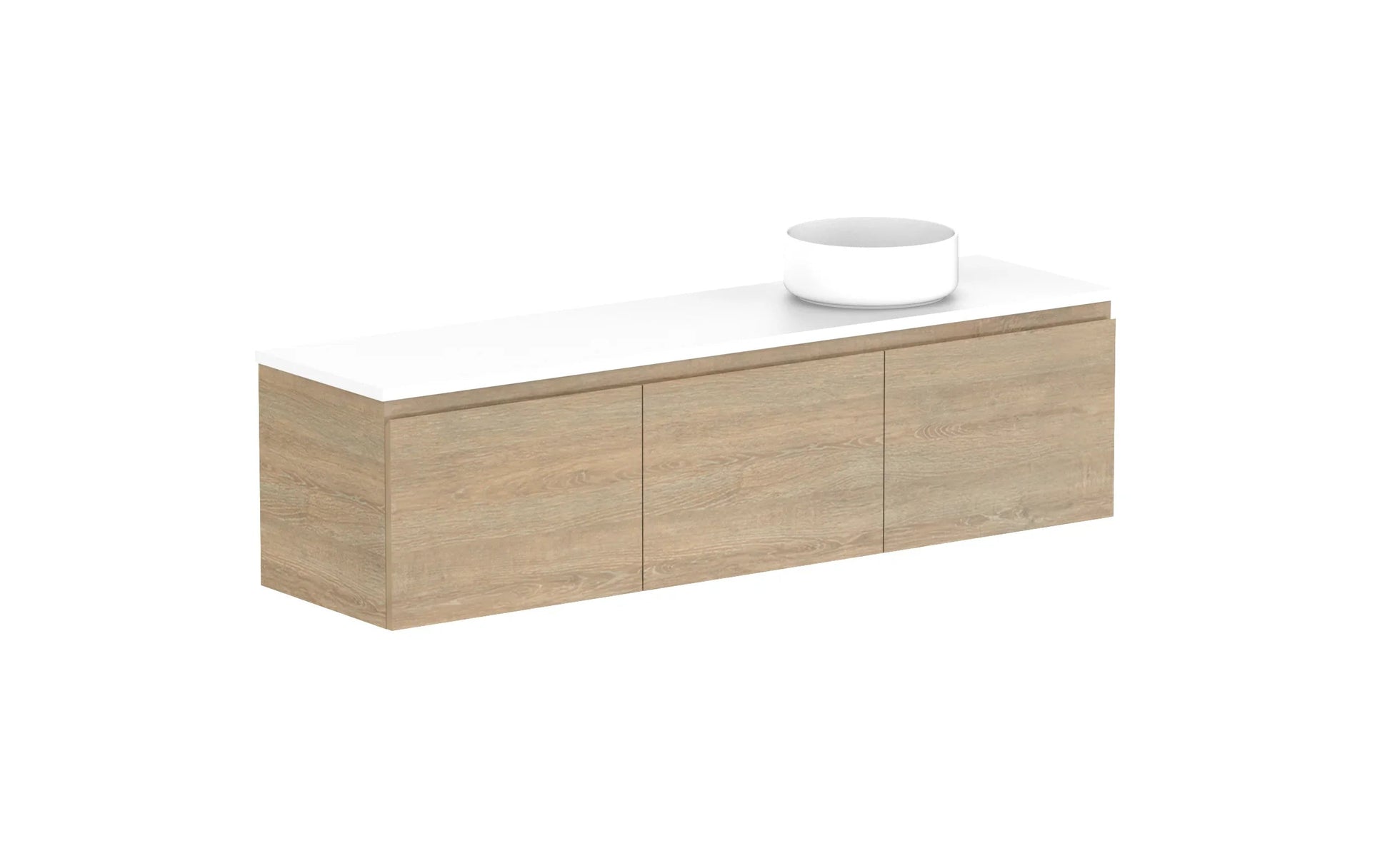 ADP Glacier Ensuite All Door Slim Wall Hung Vanity - 1500mm / Benchtop / Right Hand Bowl