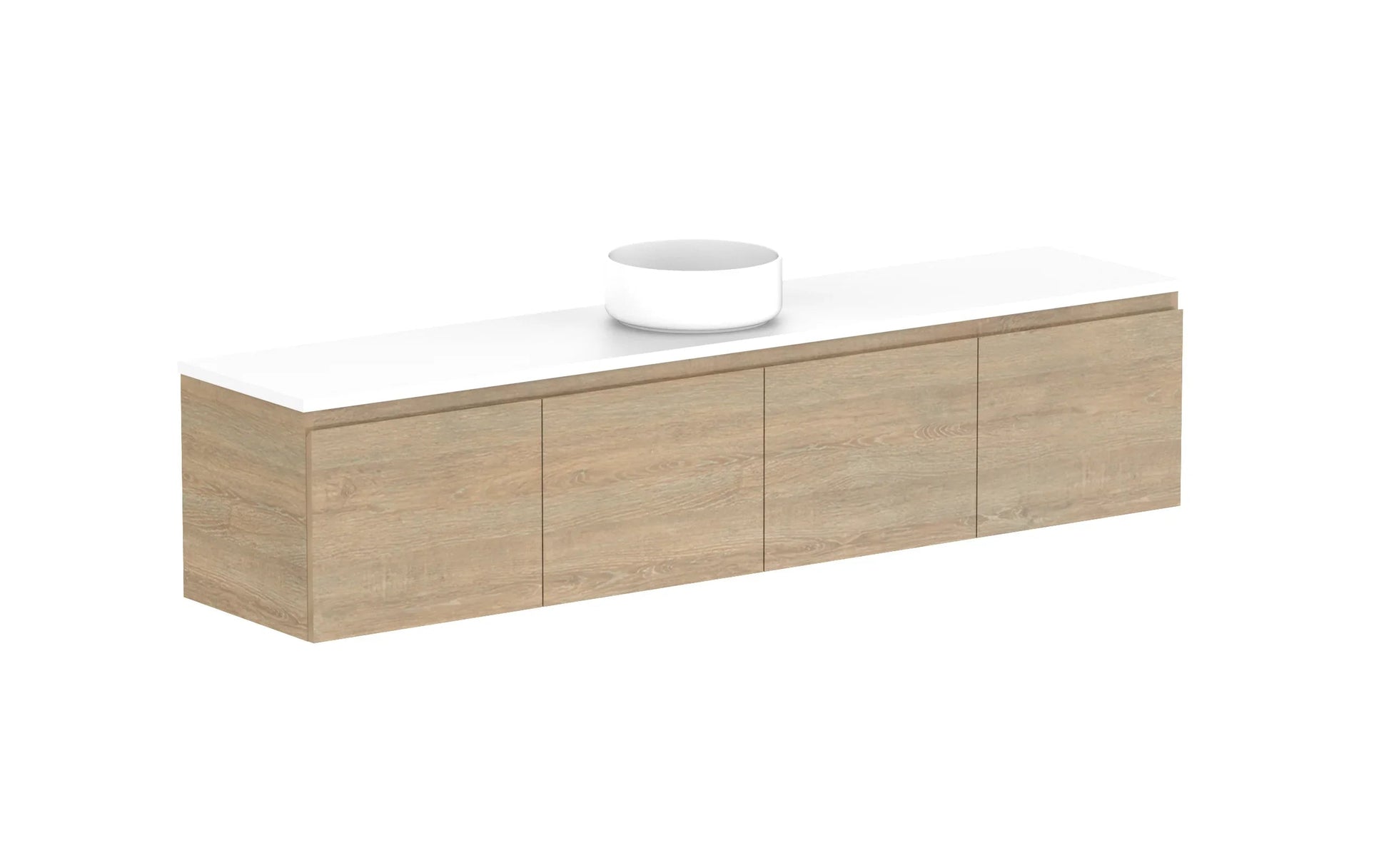 ADP Glacier Ensuite All Door Slim Wall Hung Vanity - 1800mm / Benchtop / Centre Bowl
