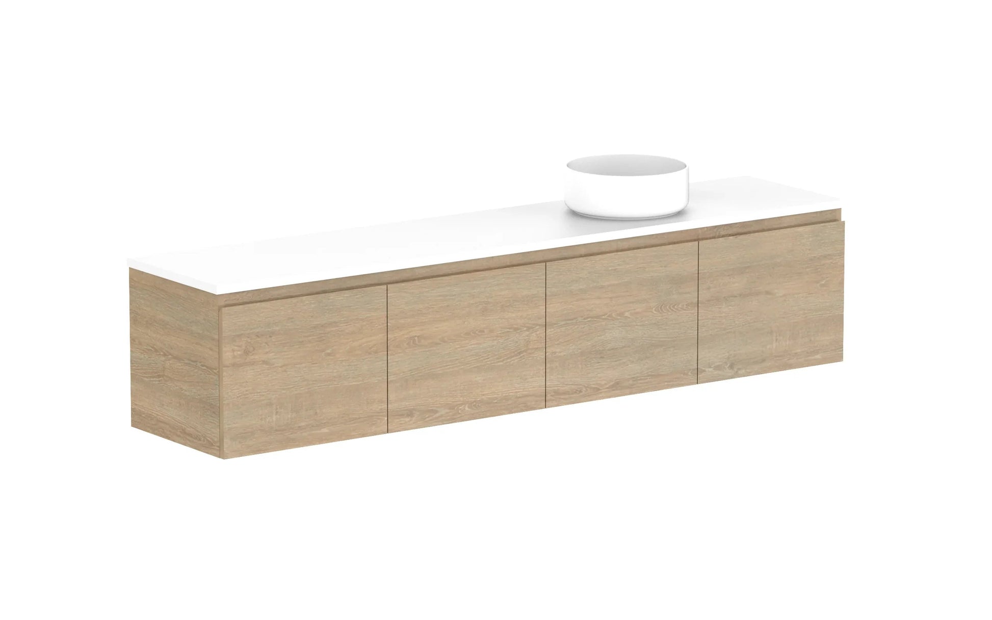 ADP Glacier Ensuite All Door Slim Wall Hung Vanity - 1800mm / Benchtop / Right Hand Bowl