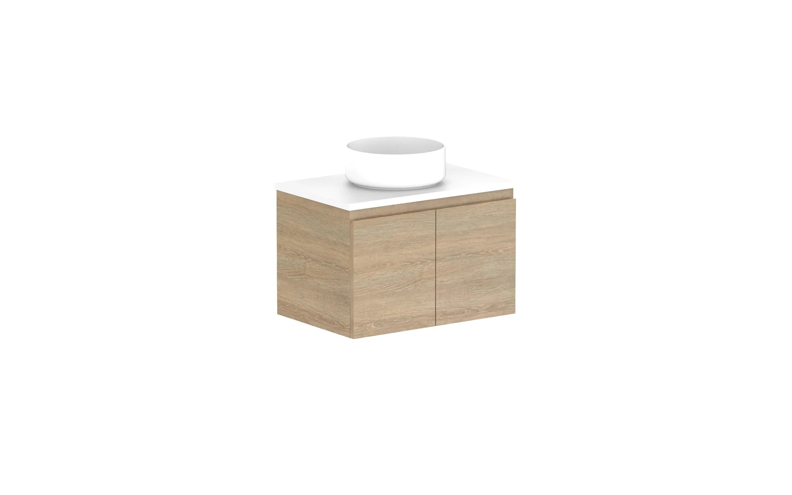 ADP Glacier Ensuite All Door Slim Wall Hung Vanity - 600mm / Benchtop / Centre Bowl